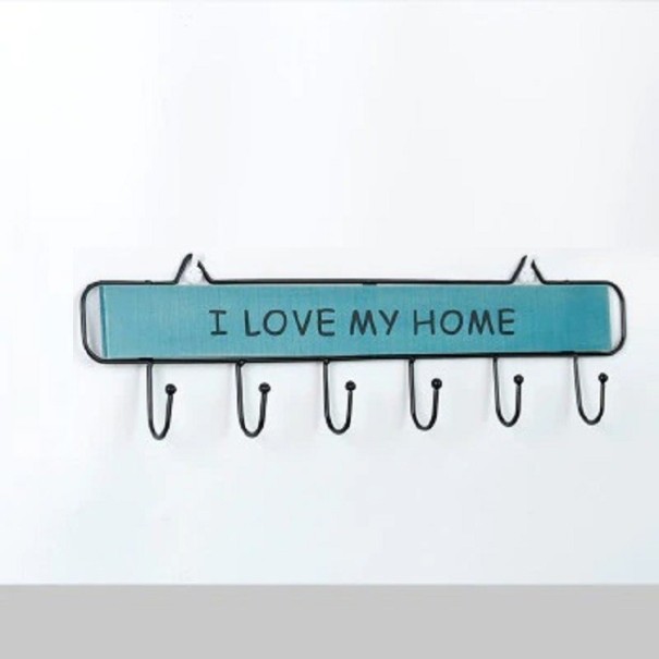 Wandhanger met haken blauw 49 cm