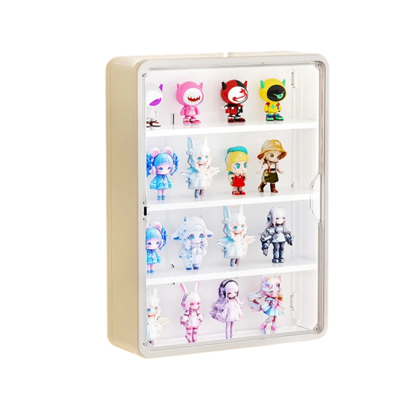 Wandlagerbox für Figuren mit Saugnapf 30×9,4×40 cm PP Kunststoff zur Organisation und Präsentation von Sammlerfiguren weiß