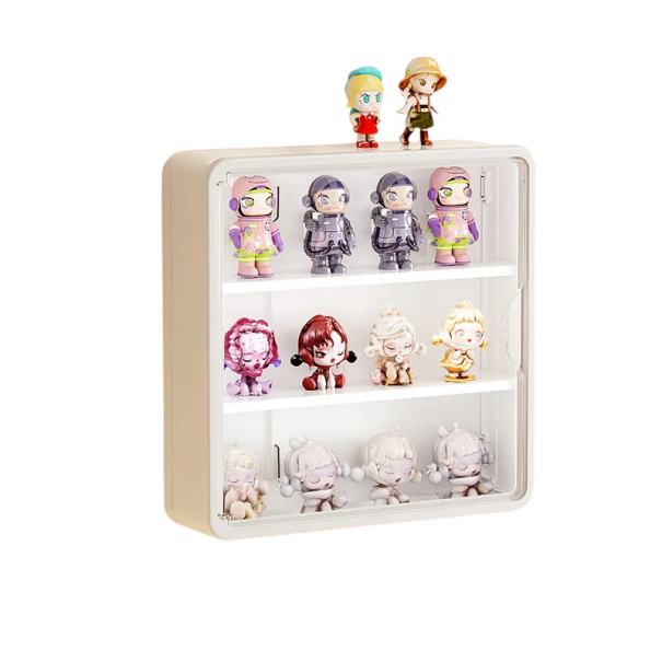 Wandlagerbox für Figuren mit Saugnapf 30 x 8 x 30 cm PP-Kunststoff zur Organisation und Präsentation von Dekorationen und Sammlungsfiguren weiß