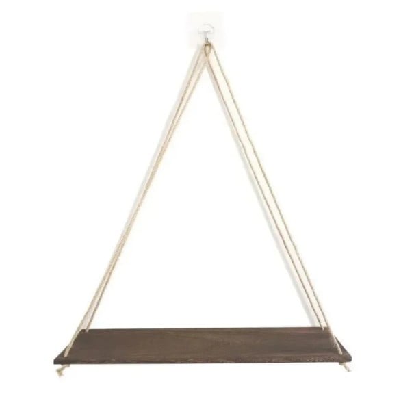 Wandplank van natuurlijk hout Wandplank aan touwen Minimalistische wanddecoratie Loft boho stijl bruin