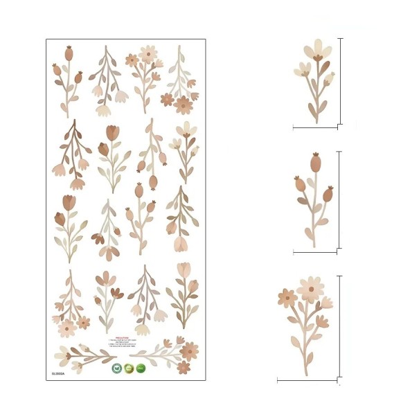 Wandsticker Blumen 60 x 28 cm Transparentes mattes Vinyl Dekorative Wandaufkleber Blumen Dekoration Innendekoration 1