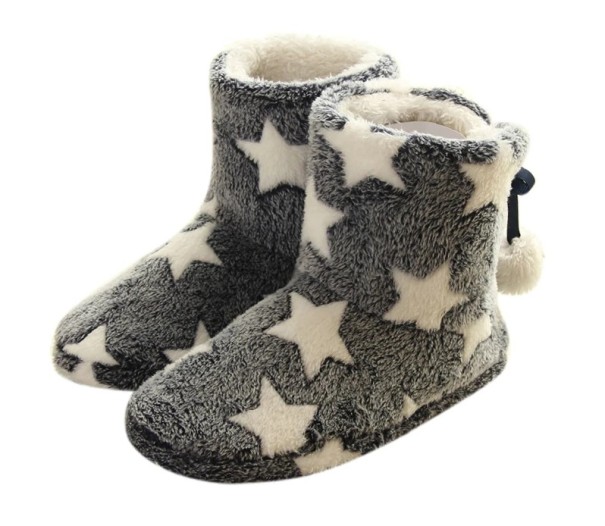 Warme Damenstiefeletten mit Sternen grau 37