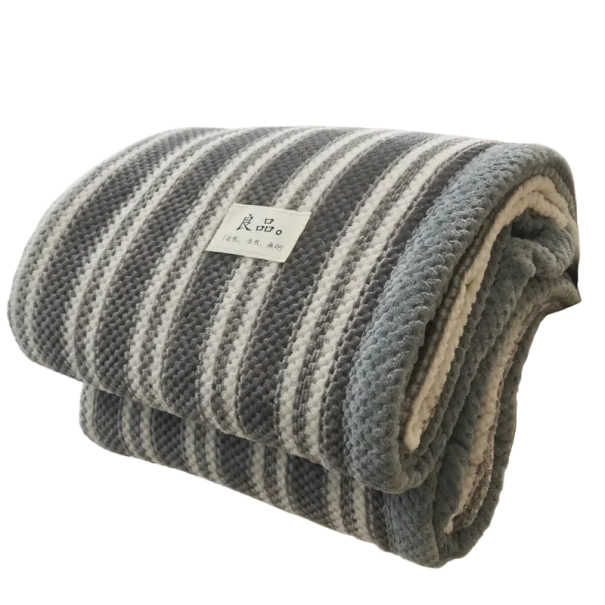 Warme gestreepte dekbed 180 x 200 cm 1,3 kg Grote donzige deken met dikke stitching Gestreept patroon voor comfortabel slapen en gezinsontspanning grijs