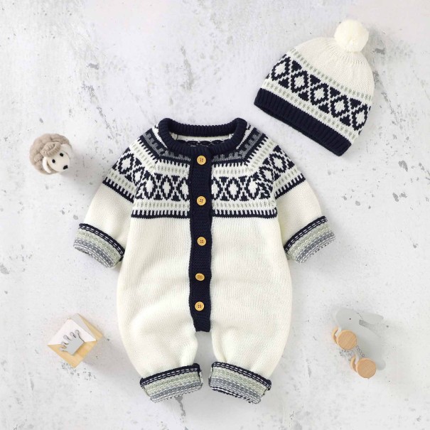 Warme overall voor baby&#39;s met muts T2612 grijs 12-18 maanden