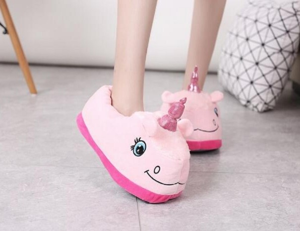 Warme pantoffels voor dames - Eenhoorn roze 37