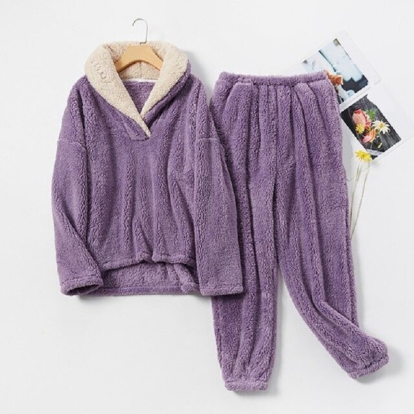 Warme pyjama voor dames P3079 paars S