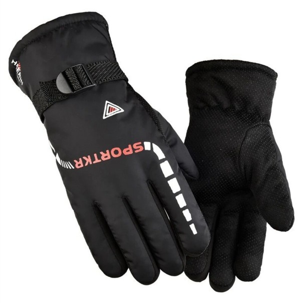 Warme Winterhandschuhe für Herren, winddichte Handschuhe für Herren, Schneehandschuhe mit Anti-Rutsch-Design, Skihandschuhe mit Handschlaufe rot