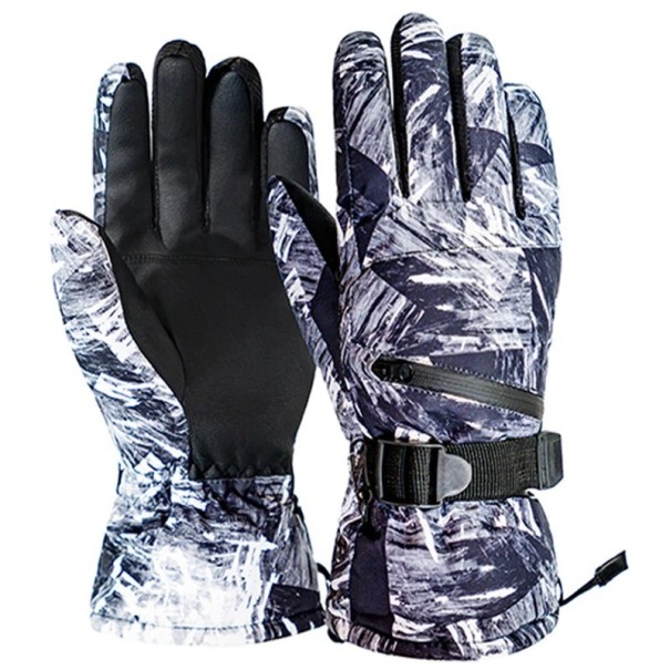 Warme Winterhandschuhe, PU-Leder, Skihandschuhe, Schneehandschuhe für Damen und Herren, Ski- und Snowboardhandschuhe, Touchscreen-Skihandschuhe M 2