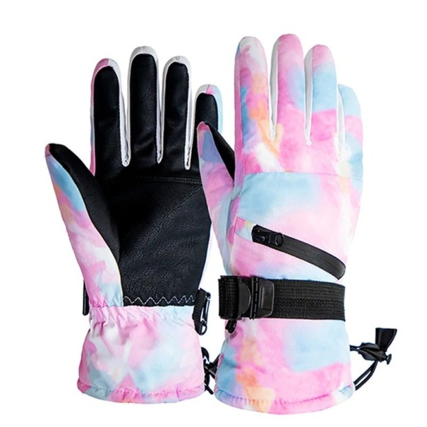 Warme Winterhandschuhe, PU-Leder, Skihandschuhe, Schneehandschuhe für Damen und Herren, Ski- und Snowboardhandschuhe, Touchscreen-Skihandschuhe M 6