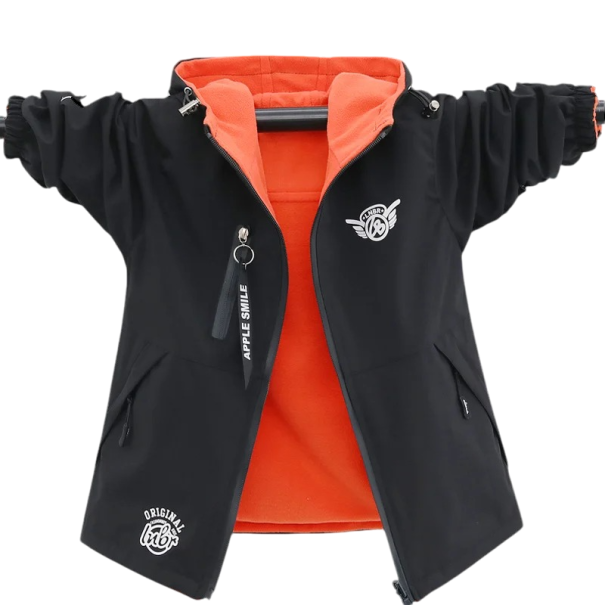 Warme Winterjacke für Jungen mit Kapuze, Gepolsterte Jacke mit Reißverschluss und Reißverschlusstaschen, Bequeme Herbst- und Winterkleidung, Baumwolle und Polyester schwarz 13