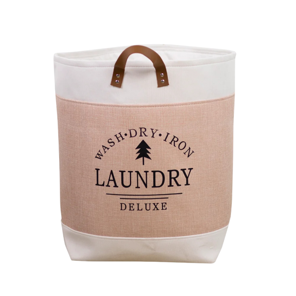 Wäschekorb mit Griffen 48 x 33 cm Stoff faltbarer Aufbewahrungskorb für Wäsche und Textilien für Badezimmer Schlafzimmer Haushalt rosa