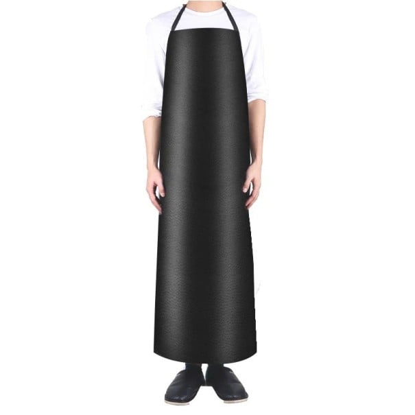 Wasserabweisende Schürze für die Werkstatt Größe XL 120 x 66 cm aus PVC mit Knieschutz Dicke 0,6-0,8 mm für Kochen, Reinigung und Werkstattarbeiten schwarz