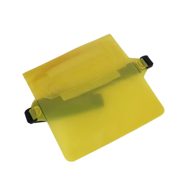 Wasserdichte 3-Lagen Schwimmtasche 22 x 18 cm Schutzhülle für Handy und Wertsachen Wiederverschließbare Reißverschlusstasche Strandtasche für Wasser und Regen gelb