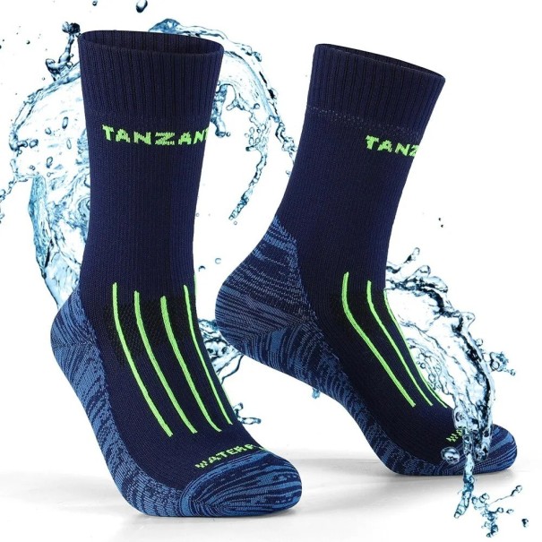 Wasserdichte Herren-Skisocken, warme hohe Socken für Herren, Thermo-Ski-Kniestrümpfe blau 47-49