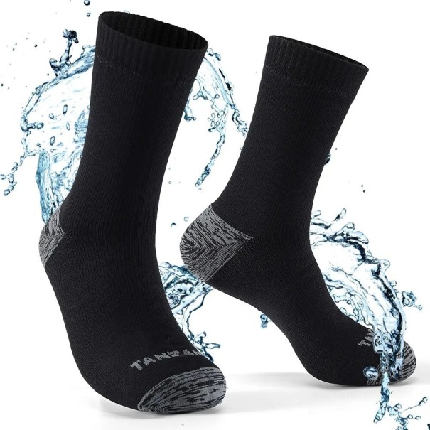 Wasserdichte Herren-Skisocken, warme hohe Socken für Herren, Thermo-Ski-Kniestrümpfe schwarz 36-38