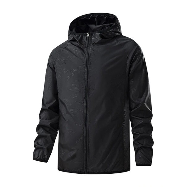 Wasserdichte Jacke mit Kapuze, leichte Polyesterjacke mit Reißverschluss für Wandern, Outdoor-Aktivitäten und den täglichen Gebrauch schwarz XXS