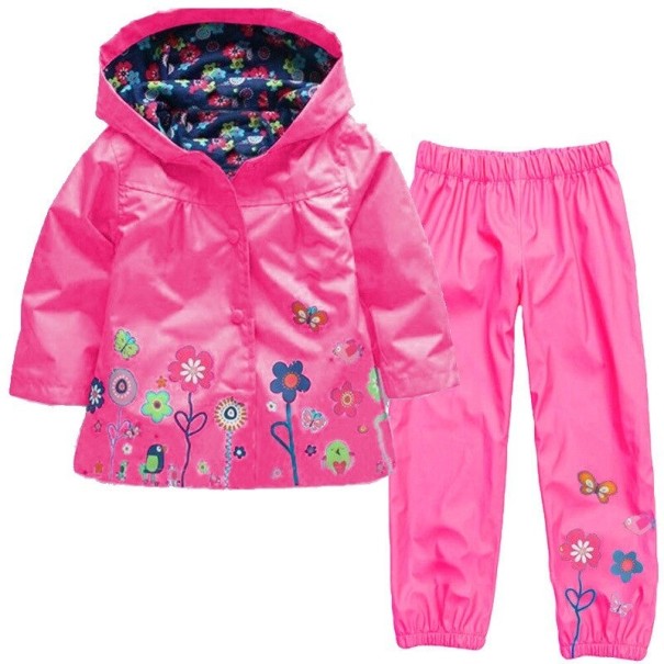 Wasserdichte Jacke und Hose für Mädchen dunkelrosa 5