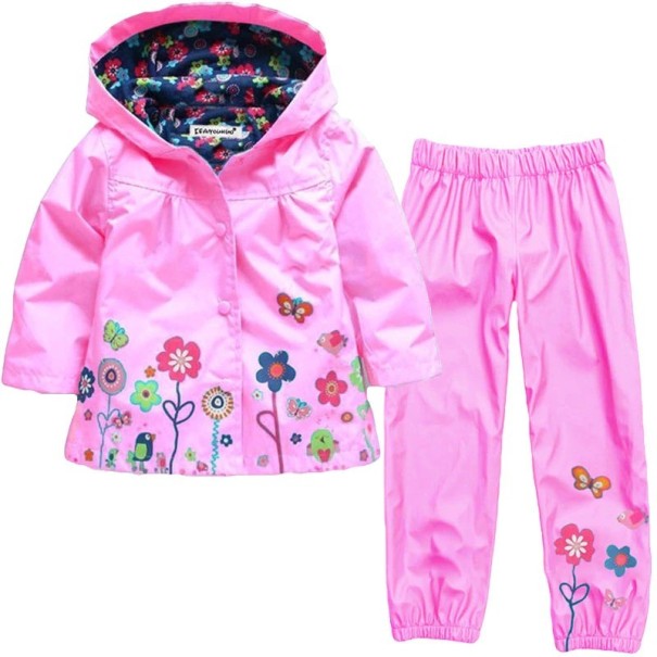 Wasserdichte Jacke und Hose für Mädchen rosa 6