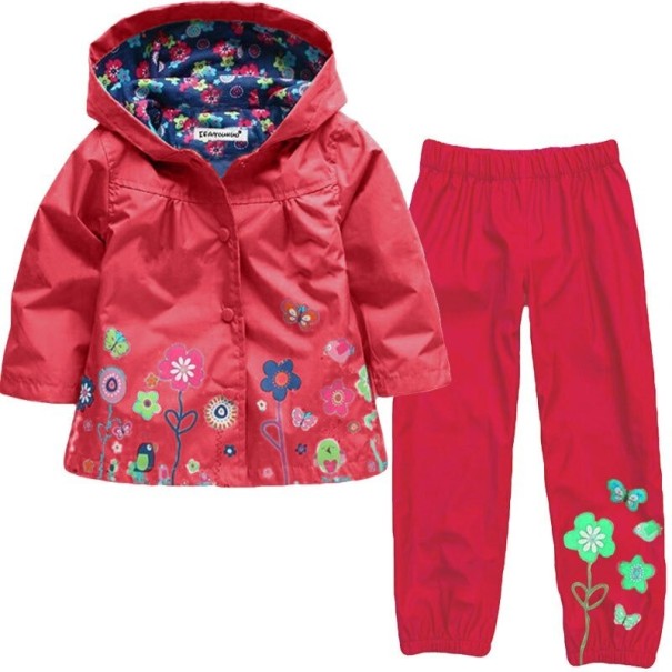 Wasserdichte Jacke und Hose für Mädchen weinrot 2