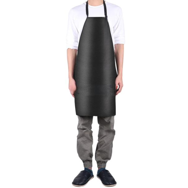 Wasserdichte Schürze für die Werkstatt Größe S 80 x 56 cm aus PVC mit Knieschutz Dicke 0,6-0,8 mm für Kochen, Reinigung und Werkstattarbeiten schwarz