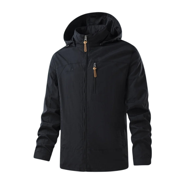Wasserdichte Softshelljacke für Herren mit Kapuze Winddichte Wanderjacke mit Taschen Outdoorjacke für Frühling und Herbst mit Reißverschluss schwarz S
