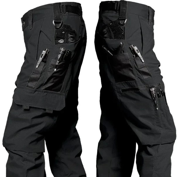 Wasserdichte Taktische Hose für Herren, Mehrere Taschen, Strapazierfähige Hose, Cargo-Stil, Outdoor-Hose, Festes Material, Funktionelle Herrenbekleidung schwarz XS