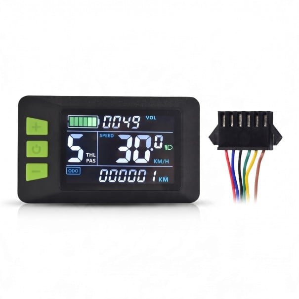Wasserdichter farbiger LCD-Bildschirm Anschluss SM 6pin Kabel 1800 mm Kommunikation UART und USB Lichtanschluss Schwarz Für E-Bike und Elektroroller 1