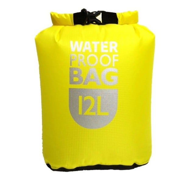 Wasserdichter Trockenrucksack, 12 l, Polyestertasche zum Rafting, Schwimmen, Kajakfahren, Flussfahren, Trekking, Segeln und Kanufahren, leichte gelb