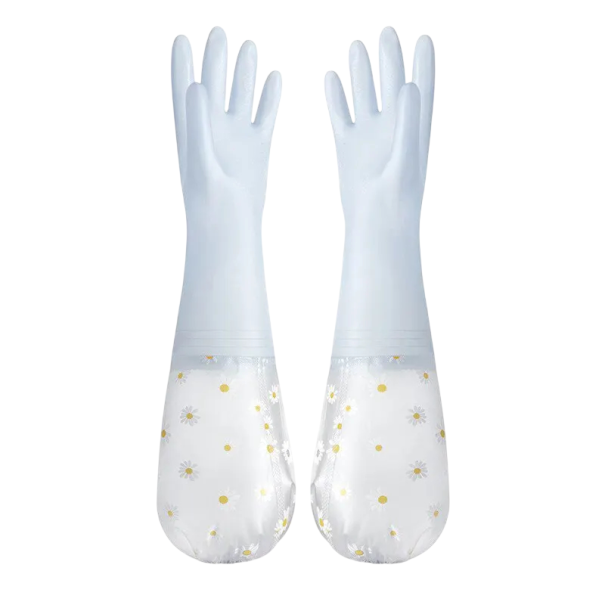 Wasserfeste, abriebfeste Latex-Handschuhe zum Geschirrspülen, Länge ca. 46 cm, Gummihandschuhe für Küche, Reinigung, Haushalt blau