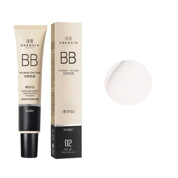 Wasserfeste BB-Creme zur Vereinheitlichung der Haut und zum Abdecken von Gesichtsunreinheiten. Flüssiger Concealer für Sommersprossen, Narben und Augenringe. Matte BB-Creme mit hoher Deckkraft, 30 g Ivory