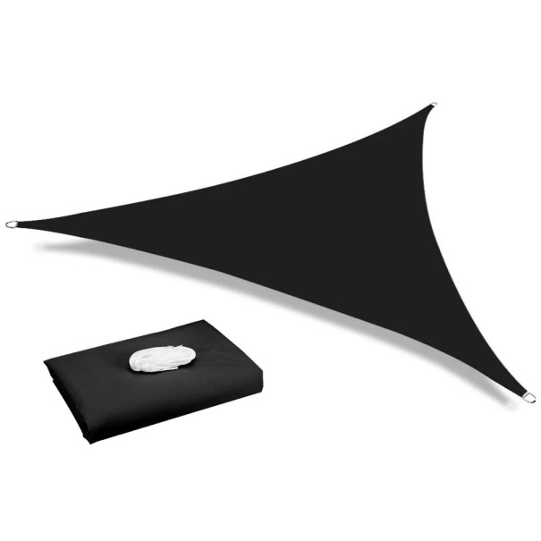 Waterdichte driehoekige zonnescherm 2x2x2m Markies met 98% UV-filter Zeil voor terras tuin buiten schaduw camping tent zonder accessoires zwart