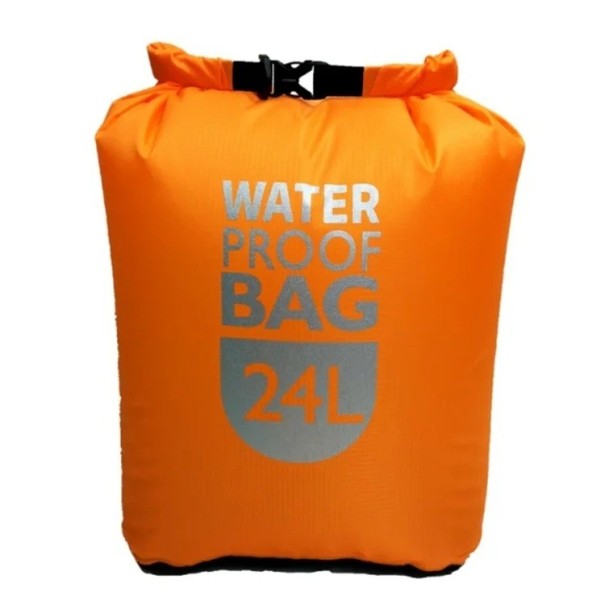 Waterdichte droge rugzak van 24 liter van polyester voor zwemmen, raften, kajakken, trekking, zeilen en kanoën. Lichtgewicht sportrugzak. oranje