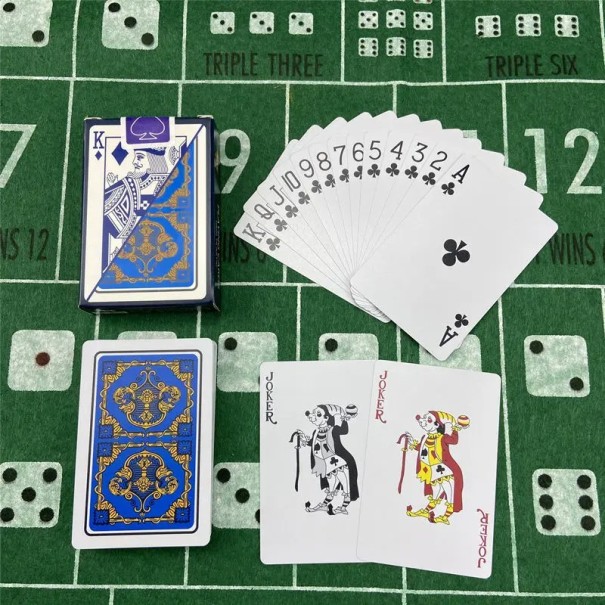 Waterdichte kunststof speelkaarten, 54 stuks, met mat oppervlak en motief 5639, geschikt voor poker, jokers of canasta, formaat 58 x 88 mm blauw
