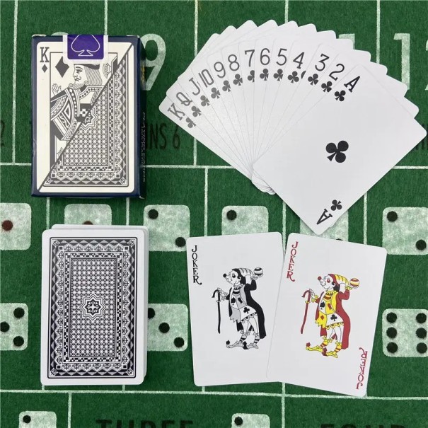 Waterdichte kunststof speelkaarten, 54 stuks, met mat oppervlak en motief 6939, geschikt voor poker, jokers of canasta, formaat 58 x 88 mm zwart
