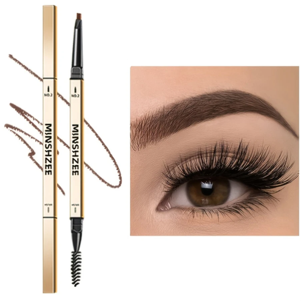 Waterdichte matte wenkbrauwpotlood met borsteltje 0,1 g Dubbele kop Nauwkeurige vormgeving Gemakkelijk te gebruiken Langdurige make-up bruin