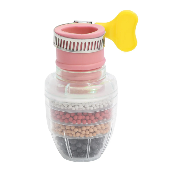 Waterfilter voor kraan 8x3 cm 6-laags waterzuiveraar Waterbesparende verwijdering van onzuiverheden Huisfiltratie voor keuken en badkamer roze