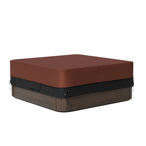 Waterproof Hot Tub Cover 216 x 216 x 51 cm with Drawstring, Snow and Wind Resistant, Cover for Square Hot Tub for Garden brown