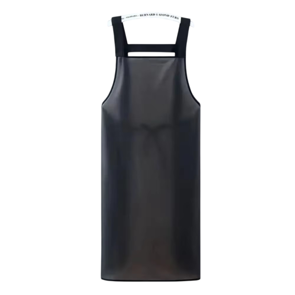 Waterproof Kitchen Apron PVC 95 cm Oil-Resistant Work Apron Black Dirt-Resistant Easy to Clean 1