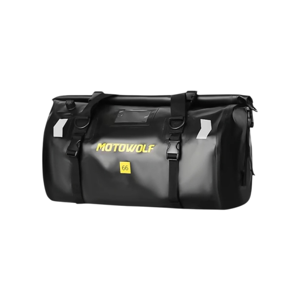 Waterproof Motorcycle Bag 66L IP68 58x55x26 cm Roll Top Dry Bag Travel Saddle Backpack Luggage Bag for Motorcycle and Outdoor black