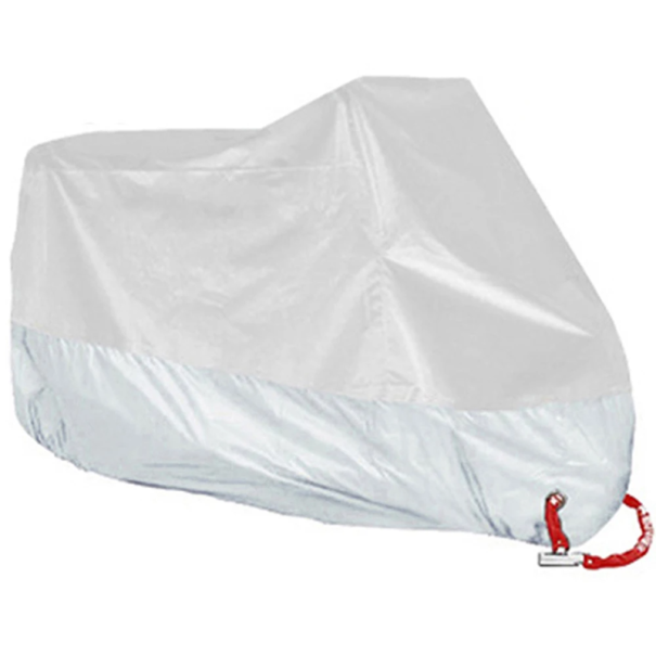 Waterproof Polyester Motorcycle Cover 200–210 cm Outdoor Tarp Against Rain, Dust and UV Radiation Protective Motorcycle Cover silver