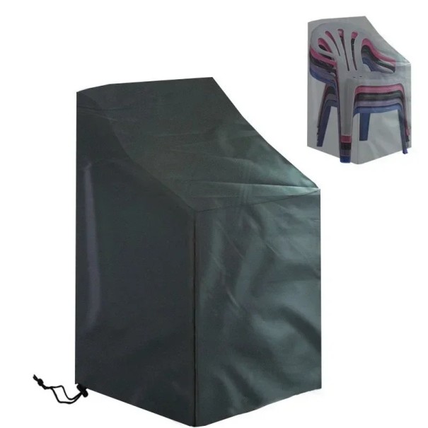 Waterproof Protective Cover 64×64×70/120 cm for Stackable Garden Chairs Polyester Cover Against Rain Dust and UV Radiation Black Cover 1