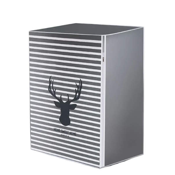 Waterproof Protective Cover for Top-Loading Washing Machine 86 x 62 x 55 cm Deer Pattern Grey Stripes Zipper at the Top and Front Dust and Rain 1