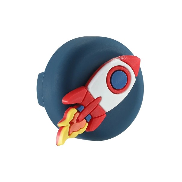 Waterproof Silicone AirTag Case in Dark Blue with Rocket for Children's Laces and Shoes GPS Tracker Accessory 35x27x20mm 1