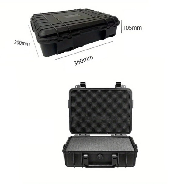 Waterproof Tool Case Pre-Cut Foam and Shock-Resistant Protection 360 x 300 x 106 mm Plastic Black For Instruments and Hardware Transport Organiser 1