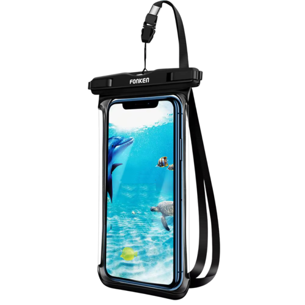 Waterproof Transparent Mobile Phone Case Underwater Swimming Bag Sealed Bag Side Control Ultra-Light Cord HD Cover black