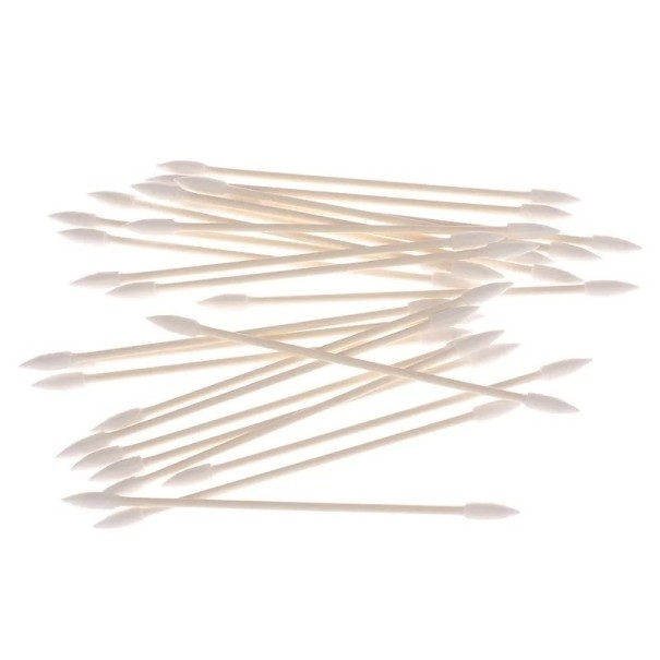 Wattenstaafjes reinigingstool voor mobiele telefoon en koptelefoon. Wegwerpwattenstaafjes (25 stuks). beige