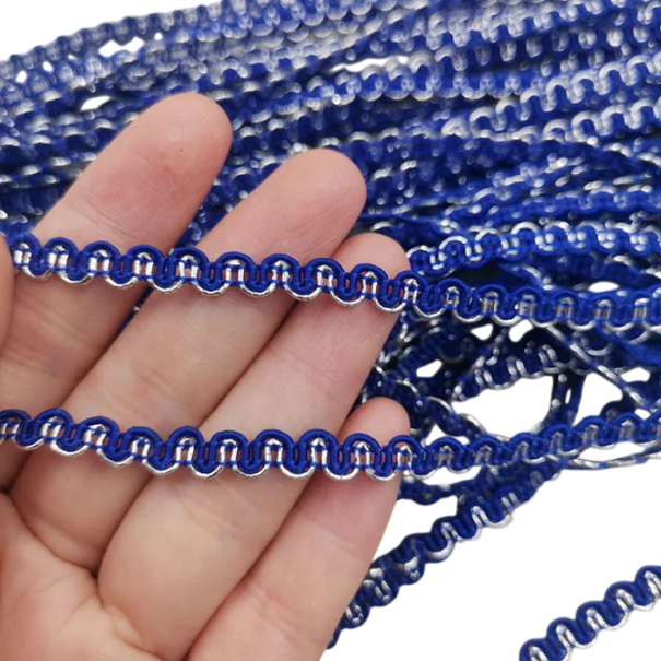 Wavy Decorative Ribbon 5 mm x 4.6 m Polyester Ric Rac Ribbon for Sewing, Clothing Decoration, Scrapbooking, DIY Decorations dark blue