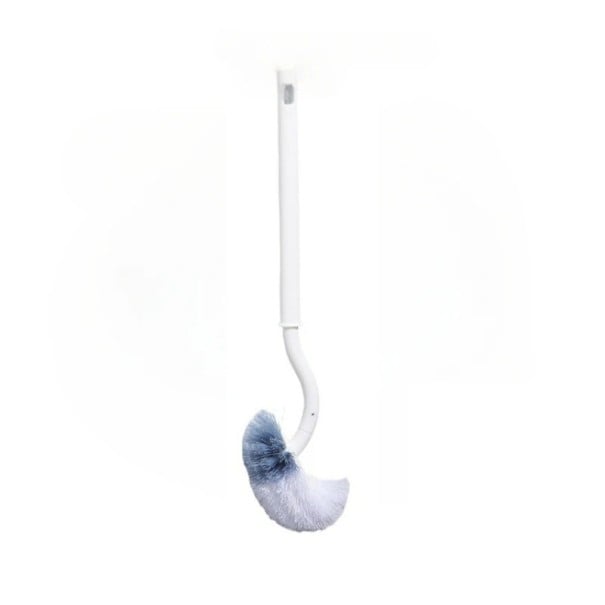 WC borste i S-form med lång handtag 39 × 11 cm mjuka borst för toalettstädning badrumsaccessoar vit