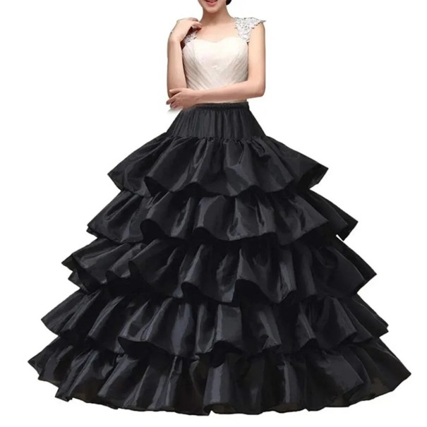 Wedding Petticoat Waist 62–102 cm Length 100 cm Long Ruffled Extra Voluminous Petticoat for Wedding and Ball Gowns Fluffy Effect black