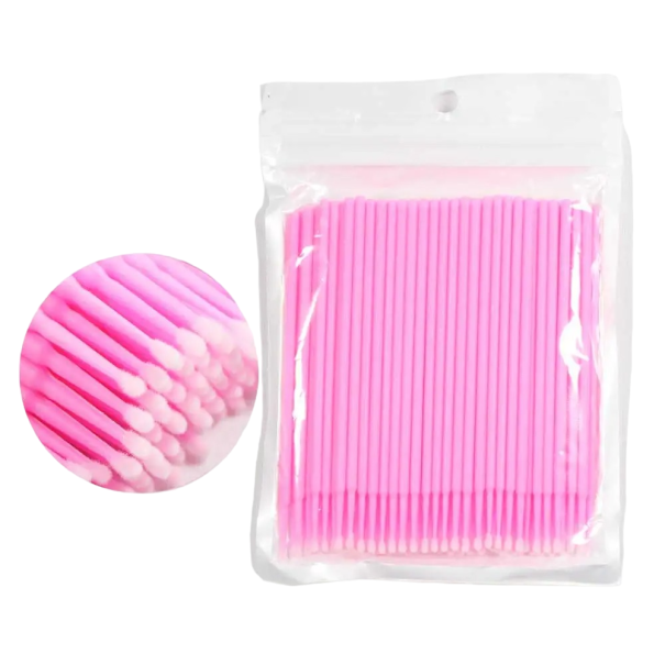 Wegwerpbare micro wimperborstelset met micro wimperaanbrengborstels Wimperverlengingsapplicator 2 mm 100 stuks roze